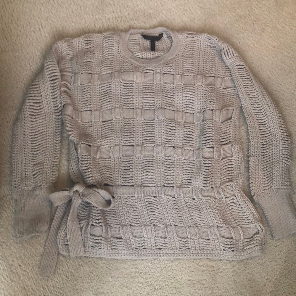 BCBGmaxazria beige creamy sweater, with tie belt! Never worn!